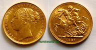 Australien 1 Sovereign 1881 Mzz. S (Sydney), Victoria, 8,01 g/917 Gold, ... 1741,00 EUR  zzgl. 25,00 EUR Versand