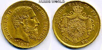 Belgien 20 Francs 1876 Leopold II. 1865-1909, 6,47 g/900 Gold, S24, f. Stg  827,40 EUR  zzgl. 10,00 EUR Versand