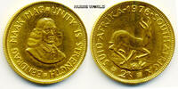 Südafrika 2 Rand J.A. van Riebeck/ Springbock, 8,00 g/917 Gold, KM#64, vom polierten Stempel, Stg -