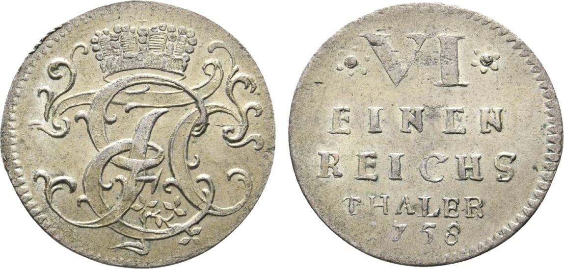 SachsenHildburghausen 1/6 Taler 1758 Ernst Friedrich Karl 17451780