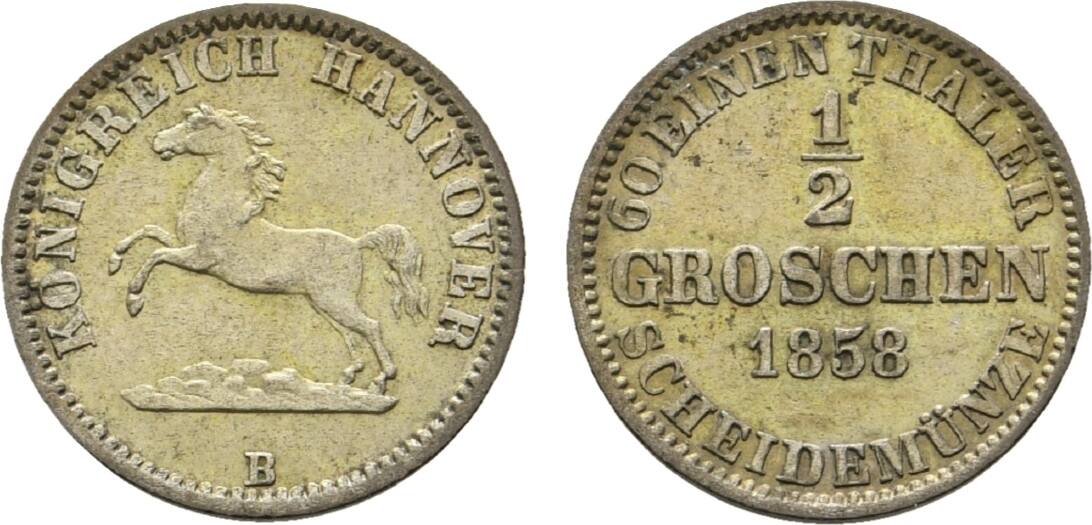 Braunschweig-Calenberg-Hannover 1/2 Groschen 1858 B Georg V. 1851-1866 ...