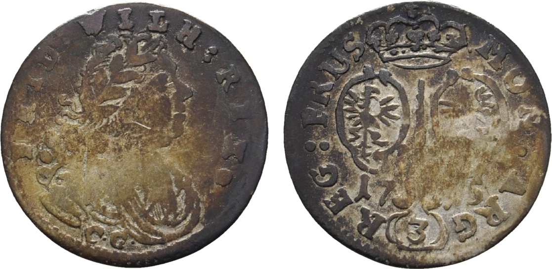 Brandenburg-Preußen 3 Gröscher 1715 CG Königsberg Friedrich Wilhelm I ...