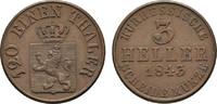 Hessen-Kassel Cu 3 Heller Wilhelm II. und Friedrich Wilhelm 1831-1847 -