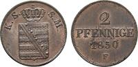 Sachsen-Albertinische Linie Cu 2 Pfennig Friedrich August II. 1836-1854 -