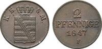 Sachsen-Albertinische Linie Cu 2 Pfennig Friedrich August II. 1836-1854 -