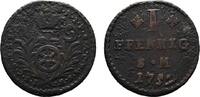 Mainz, Erzbistum Cu Pfennig Johann Friedrich Karl Graf von Ostein 1743-1763 -