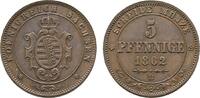 Sachsen-Albertinische Linie Cu 5 Pfennig Johann 1854-1873 -