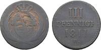 Sachsen-Albertinische Linie Cu 3 Pfennig Friedrich August I. 1806-1827 -
