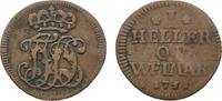 Sachsen-Weimar-Eisenach Cu Heller Franz Josias von Sachsen-Coburg-Saalfeld als Vormund 1748-1756 -