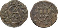 Mecklenburg-Güstrow Cu 3 Pfennig Gustav Adolf 1636-1695 -