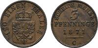 Brandenburg-Preußen Cu 3 Pfennig Wilhelm I. 1861-1888 -