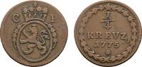 Pfalz, Kurlinie Cu 1/4 Kreuzer Karl Theodor 1743-1799 -