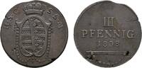 Sachsen-Coburg-Saalfeld Ernst 1806-1826 Cu 3 Pfennig 1808 Schrötlingsfehler, kl. Zainende, kl. Kratzer, sehr schön