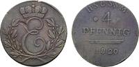 Sachsen-Coburg-Saalfeld Ernst 1806-1826 Cu 4 Pfennig 1820 Selten. Winz. Randfehler, kl. Schrötlingsfehler, sehr schön