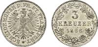 Frankfurt, Stadt 3 Kreuzer 1866 Vorzüglich 15,00 EUR  zzgl. 3,00 EUR Versand
