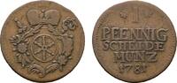 Mainz, Erzbistum Cu Pfennig 1781 Erfurt Friedrich Karl Joseph 1774-1802 Winz. Prägeschwäche, sehr schön