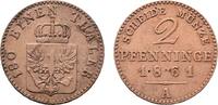 Brandenburg-Preußen Cu 2 Pfennig 1861 A Wilhelm I. 1861-1888 Fast sehr schön