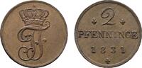 Mecklenburg-Schwerin Cu 2 Pfennig 1831 Friedrich Franz I. 1785-1837 Vorz... 45,00 EUR  zzgl. 3,00 EUR Versand