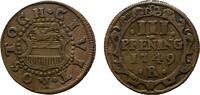 Mecklenburg-Rostock, Stadt Cu 3 Pfennig 1749 R Sehr sch&ouml;n + 35,00 EUR  zzgl. 3,00 EUR Versand