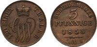 Schaumburg-Lippe Cu 3 Pfennig 1858 A Georg Wilhelm 1807-1860 Sehr sch&ouml;n + 15,00 EUR  zzgl. 3,00 EUR Versand