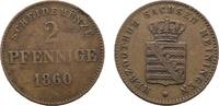 Sachsen-Meiningen Cu 2 Pfennig 1860 Bernhard Erich Freund 1803-1866 Sehr... 5,00 EUR  zzgl. 3,00 EUR Versand