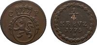 Pfalz, Kurlinie Cu 1/4 Kreuzer 1775 Mannheim Karl Theodor 1743-1799 Sehr... 20,00 EUR  zzgl. 3,00 EUR Versand