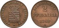 Sachsen-Meiningen Cu 2 Pfennig 1868 Georg II. 1866-1914 Sehr sch&ouml;n 5,00 EUR  zzgl. 3,00 EUR Versand
