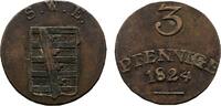 Sachsen-Weimar-Eisenach Cu 3 Pfennig 1824 Carl August 1775-1828 Sehr sch&ouml;n 20,00 EUR  zzgl. 3,00 EUR Versand