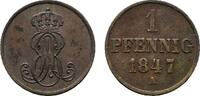 Braunschweig-Calenberg-Hannover Cu Pfennig 1847 B Ernst August 1837-1851 Sehr schön +