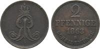 Braunschweig-Calenberg-Hannover Cu 2 Pfennig Georg V. 1851-1866 -