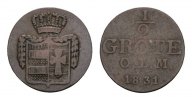 Oldenburg Cu 1/2 Grote Paul Friedrich August 1829-1853