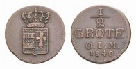 Oldenburg Cu 1/2 Grote Paul Friedrich August 1829-1853