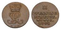 Braunschweig-Calenberg-Hannover Cu 2 Pfennig Georg III. 1760-1820 -