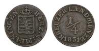 Sachsen-Meiningen Cu 1/4 Kreuzer Bernhard Erich Freund 1803-1866 -