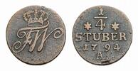 Brandenburg-Preußen Cu 1/4 Stüber Friedrich Wilhelm II. 1786-1797 -