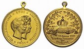 Brandenburg-Preußen Tragbare vergoldete Bronzemedaille Wilhelm II. 1888-1918