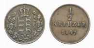 Württemberg Cu 1/2 Kreuzer Wilhelm I. 1816-1864 -