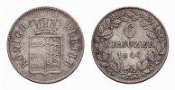 Württemberg 6 Kreuzer Wilhelm I. 1816-1864 -