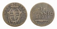 Sachsen-Coburg-Saalfeld Cu Pfennig Franz Friedrich Anton 1800-1806