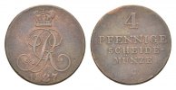Braunschweig-Calenberg-Hannover Cu 4 Pfennig Georg IV. 1820-1830 -