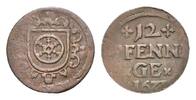 Erfurt, Stadt Kipper Cu 12 Pfennig