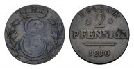 Sachsen-Coburg-Saalfeld Cu 2 Pfennig Ernst 1806-1826