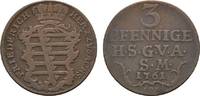 Sachsen-Gotha-Altenburg Cu 3 Pfennig Friedrich III. 1732-1772