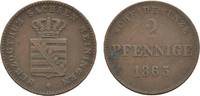 Sachsen-Meiningen Cu 2 Pfennig Bernhard Erich Freund 1803-1866 -