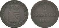 Sachsen-Meiningen Cu 2 Pfennig Georg II. 1866-1914 -