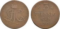 Mainz, Erzbistum Cu 3 Pfennig Johann Friedrich Karl Graf von Ostein 1743-1763 -