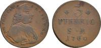 Mainz, Erzbistum Cu 3 Pfennig Johann Friedrich Karl Graf von Ostein 1743-1763 -