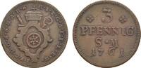 Mainz, Erzbistum Cu 3 Pfennig Johann Friedrich Karl Graf von Ostein 1743-1763 -