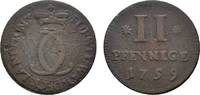 Waldeck Cu 2 Pfennig Karl August Friedrich 1728-1763 -