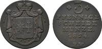 Waldeck Cu 3 Pfennig Georg Heinrich 1813-1845 -